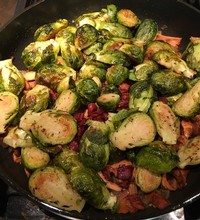 Brussels Sprouts with Bacon and Chanterelles for Thanksgiving
