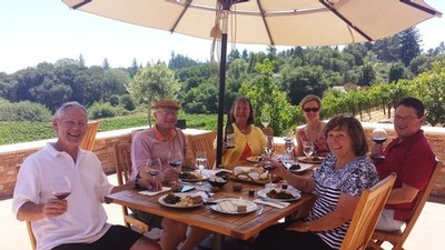 Tasting room patio with guests