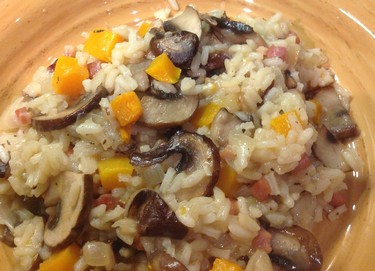 Butternut Squash and Mushroom Risotto with Fog Crest Vineyard Pinot Noir