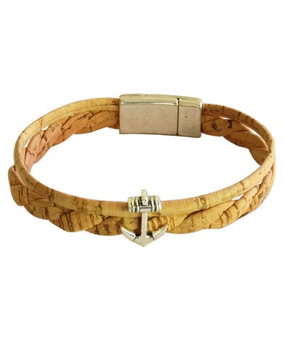 Natural Cork Bracelet w/ Anchor