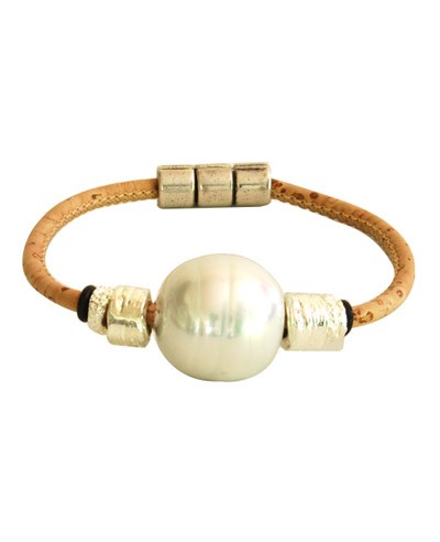 Cork Bracelet w/ Artificial Pearl