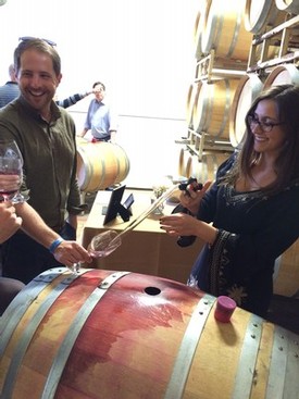 tasting from the wine barrel - Fog Crest Vineyard