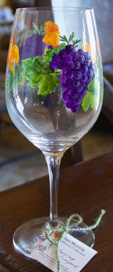 Hand Painted Grape Glass Green