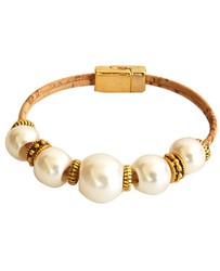 Cork Bracelet w/ Faux Pearls & Beads