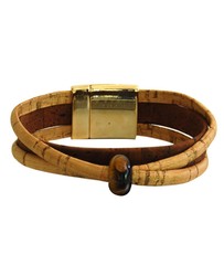 Crossed Cork Bracelet w/ Brown Bead